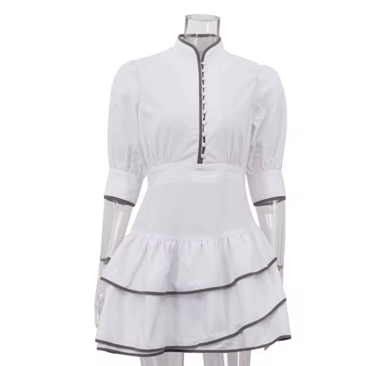 Button-Up Ruffled Mini Dress