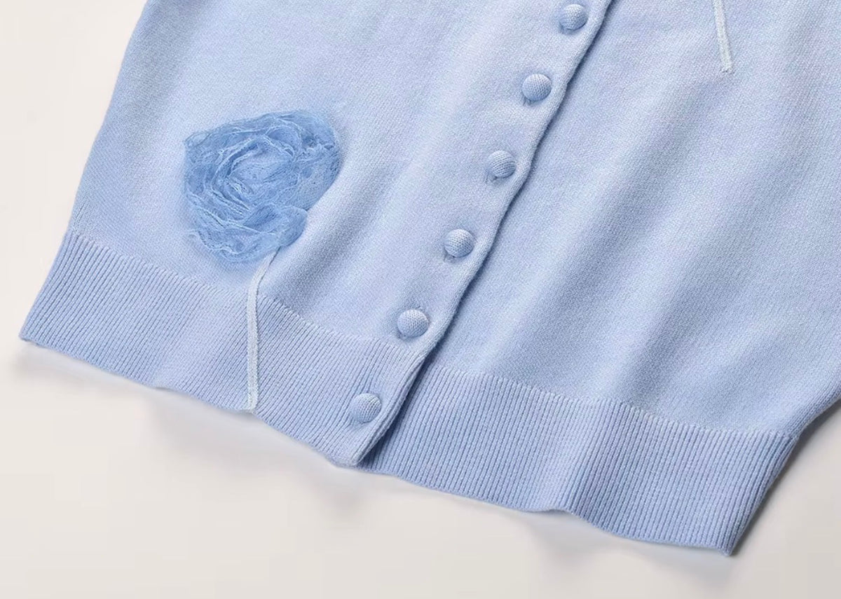 Floral Rosette Knit Cardigan