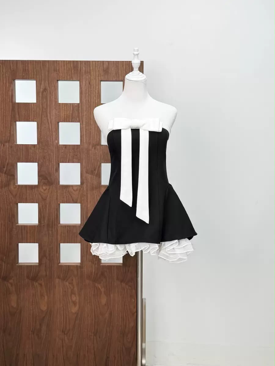 Bow Ruffle Mini Dress