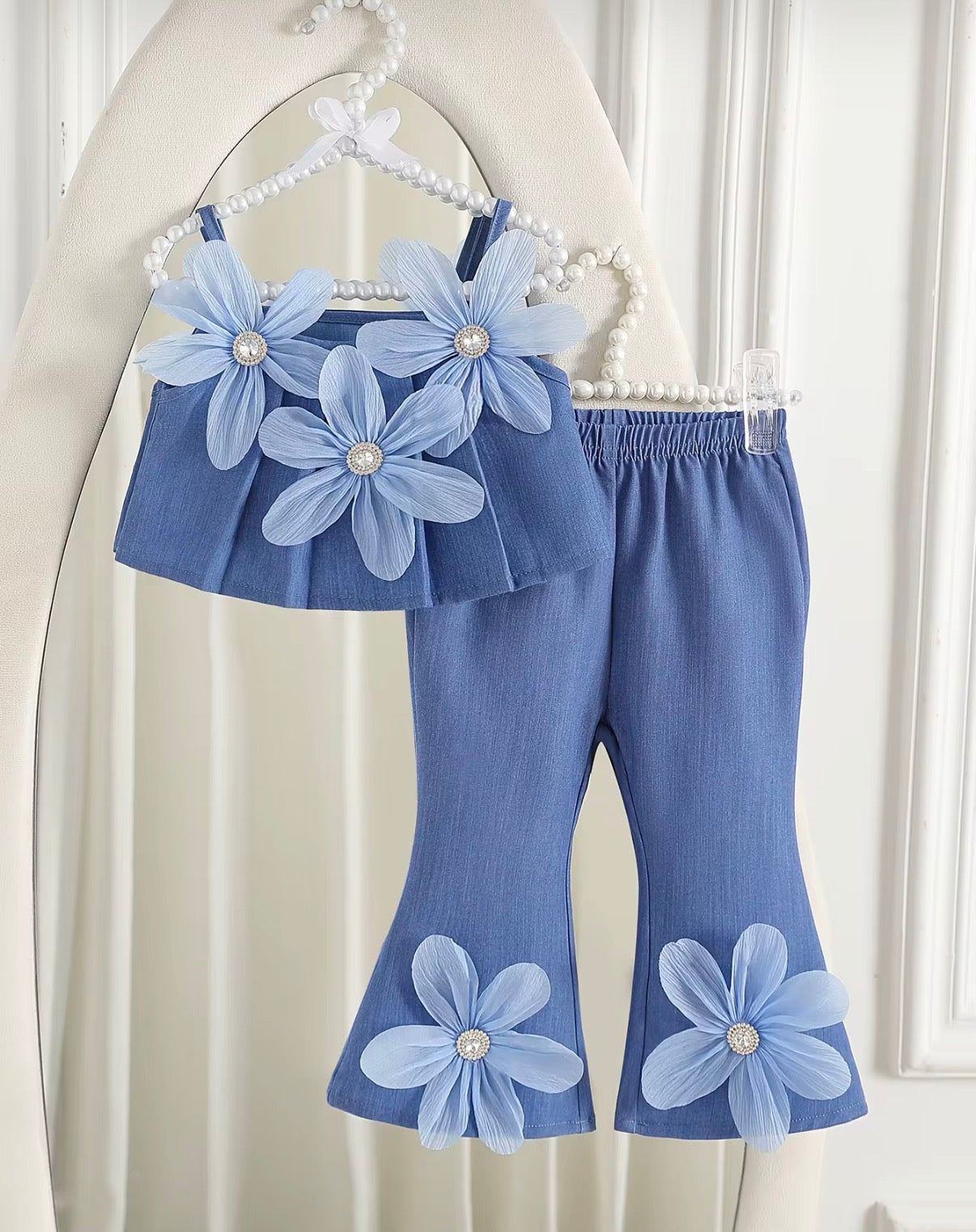 Denim Daisy Flare Set