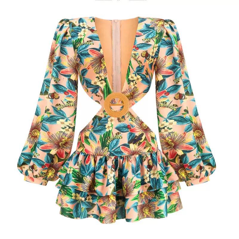 Tropical Mirage Cutout Mini Dress