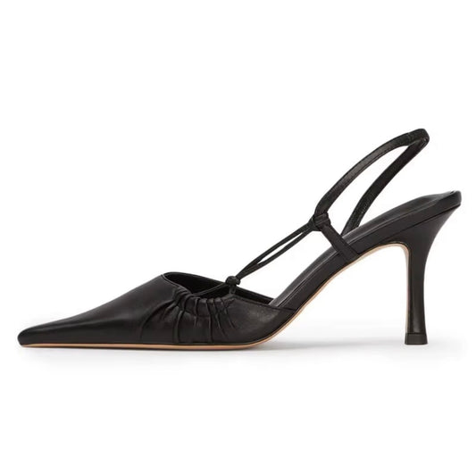 Ruched Strap Pointed Heels