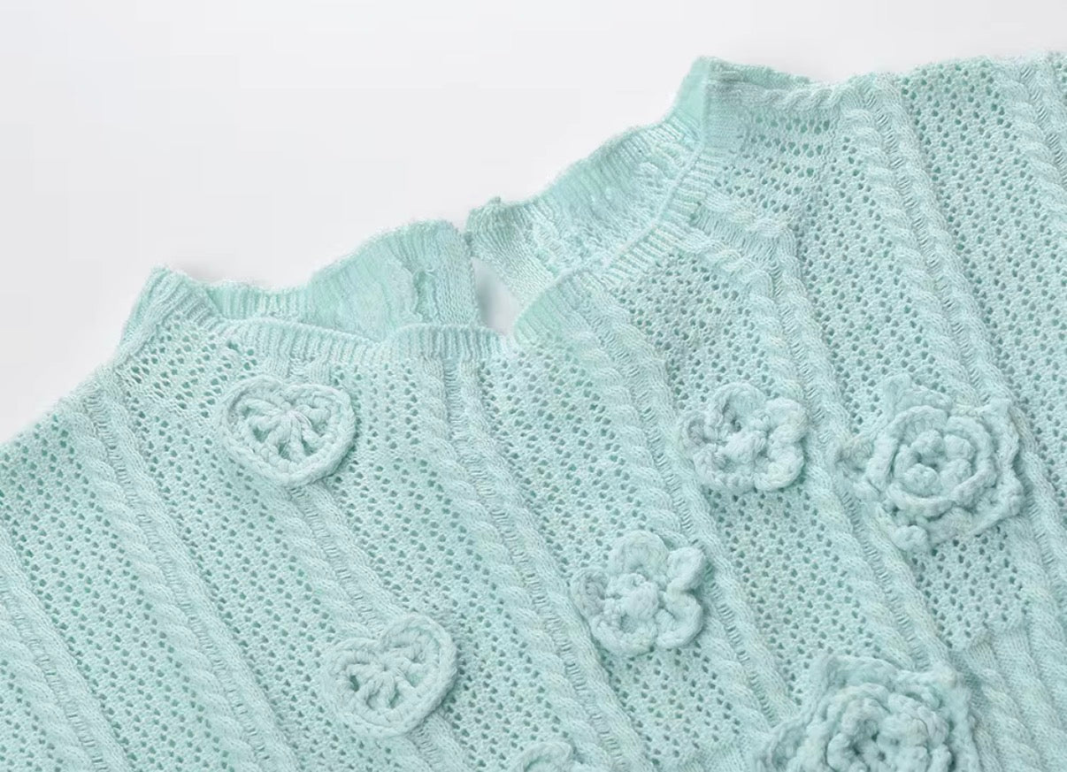 Floral Textured Knit Top & Skirt Set