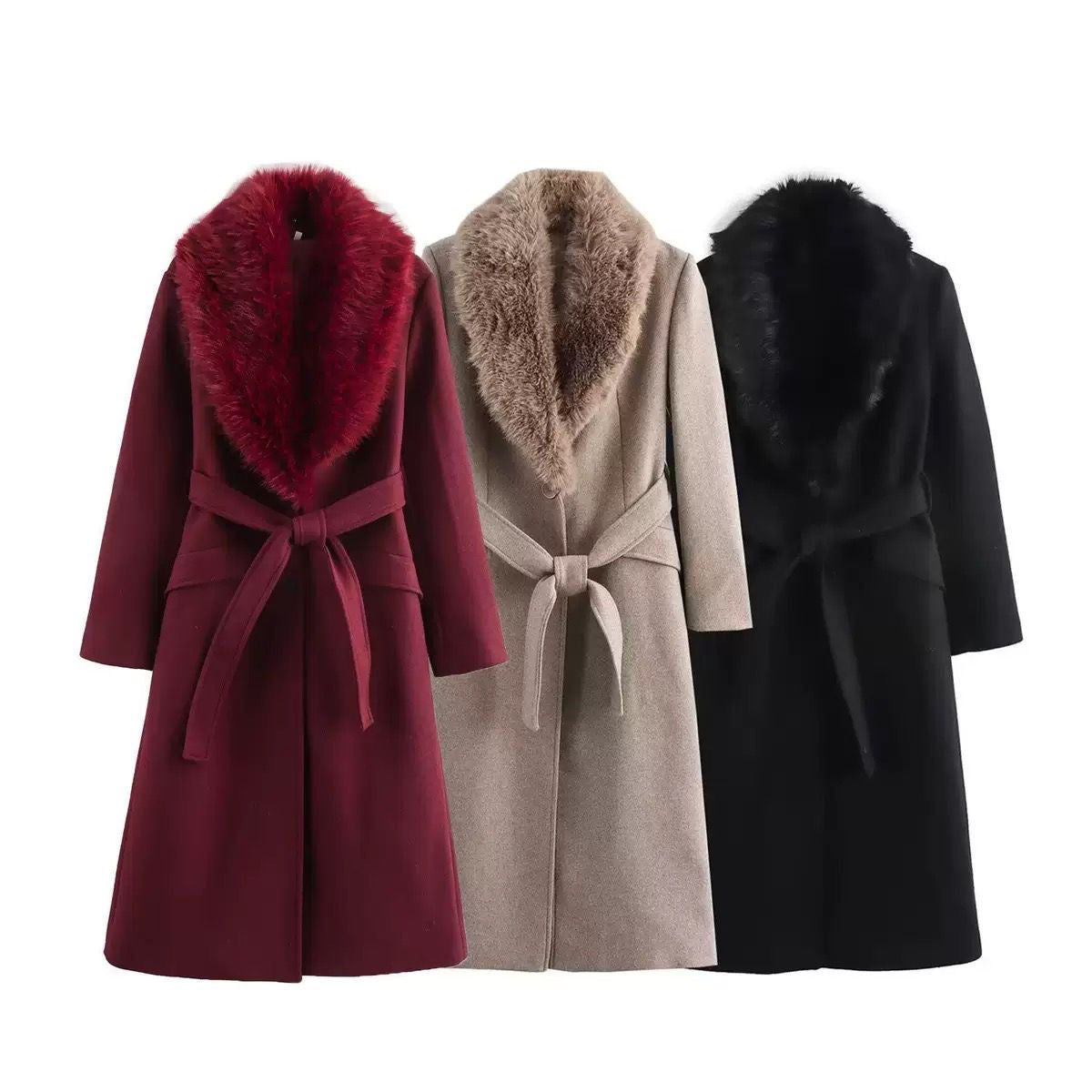 Royal Fur-Collar Winter Coat