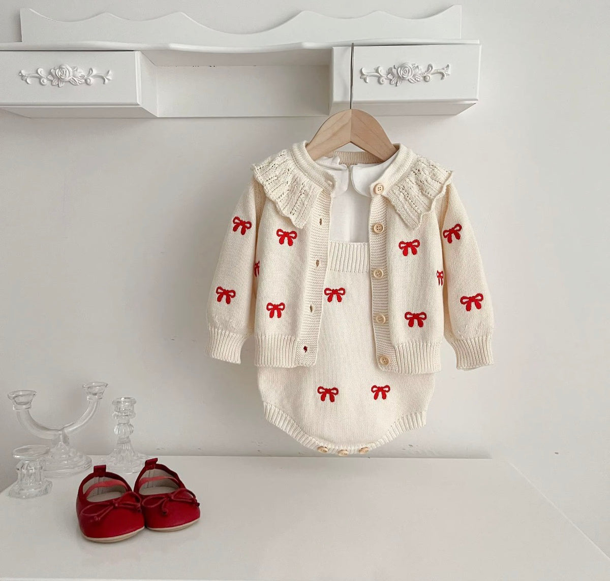 Little Red Bow Knit Set