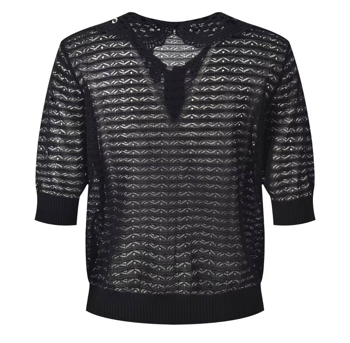 Midnight Lace Pearl Knit Top