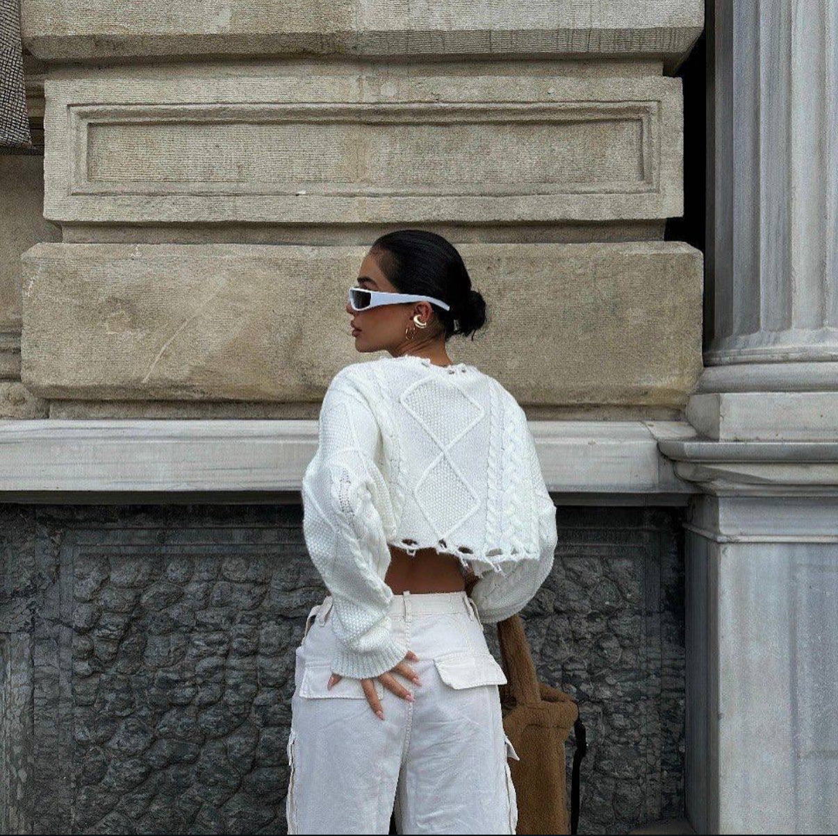 Distressed Knit Crop Sweater