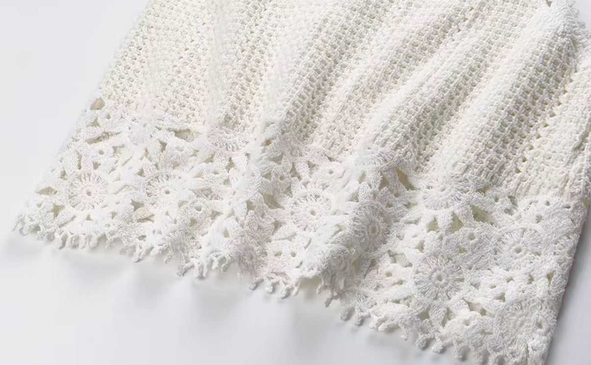 White Crochet Two-Piece Summer Set