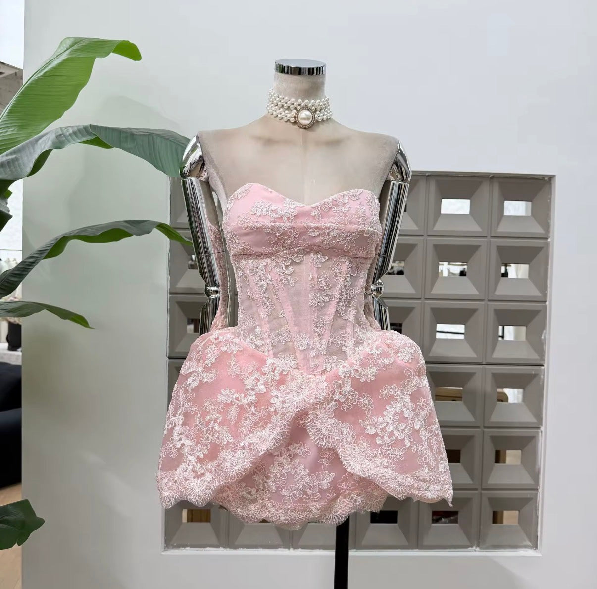 Lace Corset Bubble Mini Dress