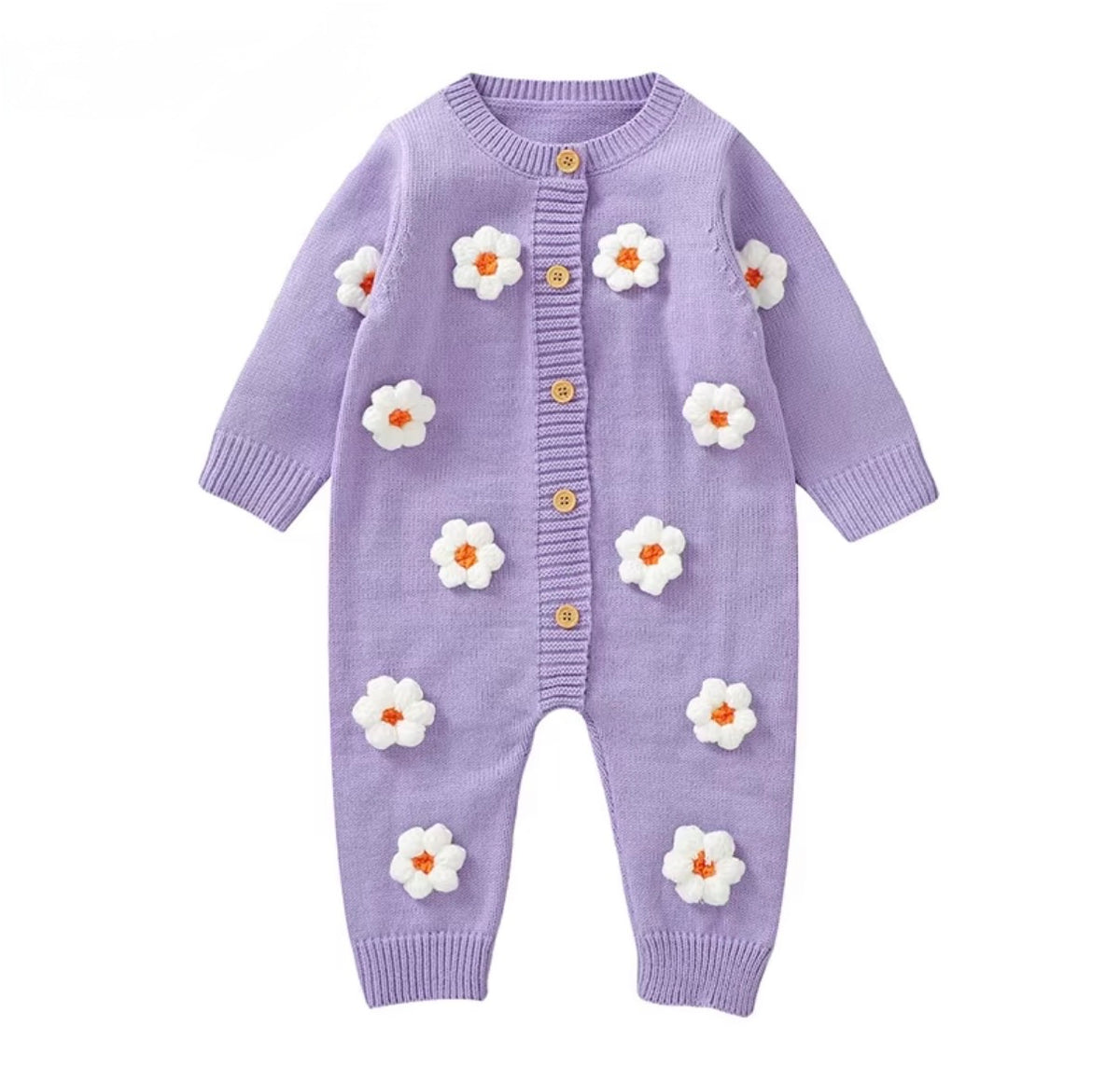 3D Daisy Knit Romper