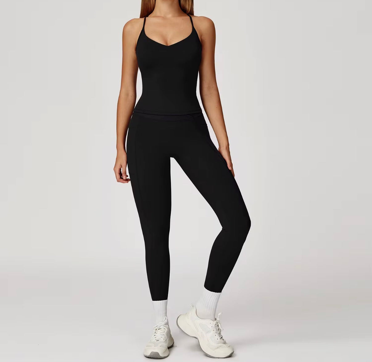 Strappy Cross-Back Sculpting Pocket Active Set