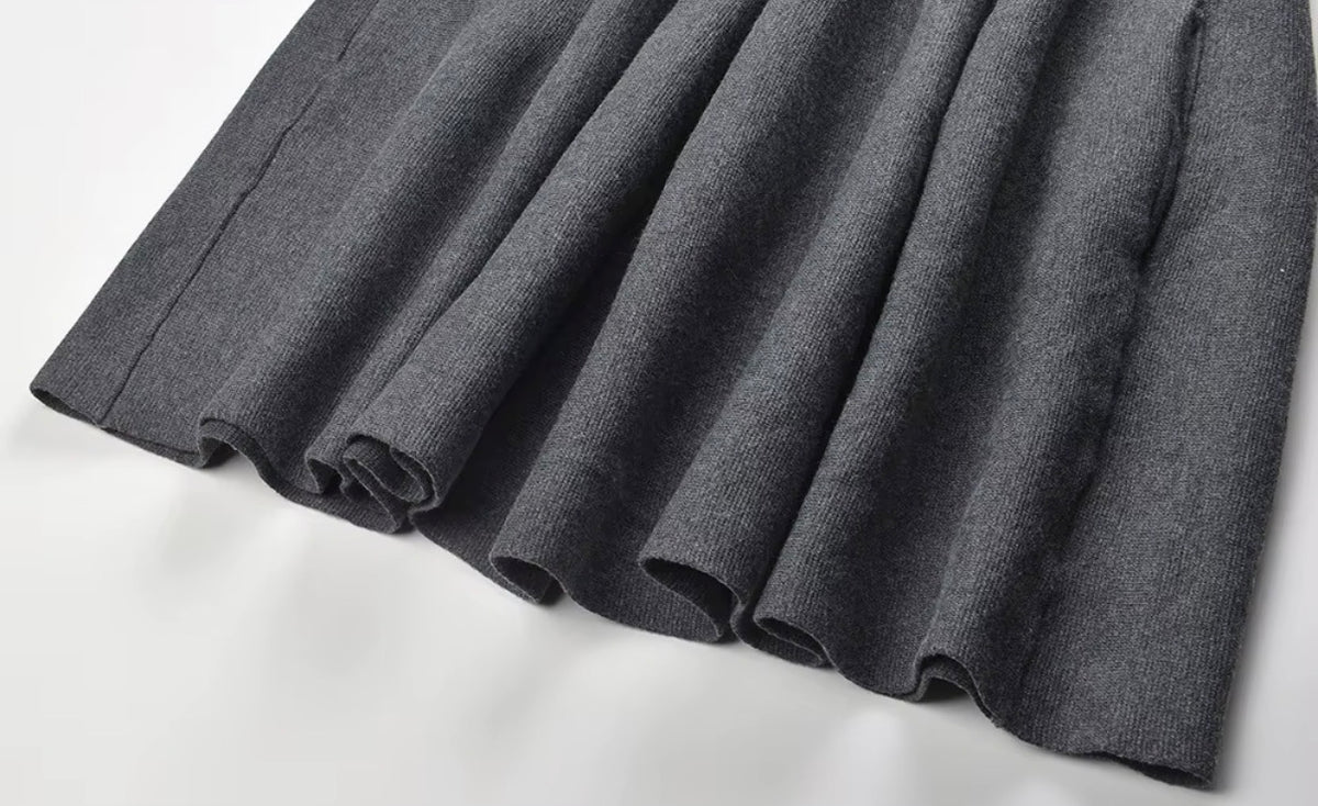 Pearl Collar Ribbed Knit Dress