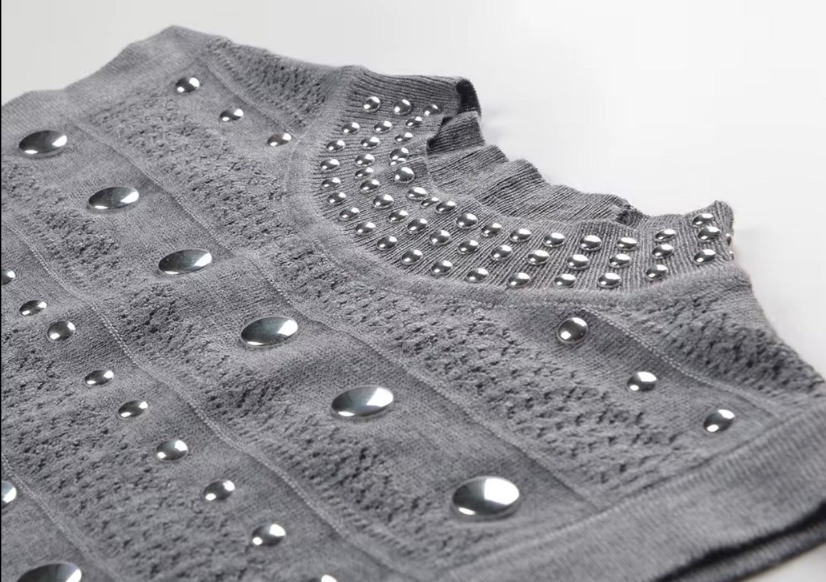 Studded Knit Mermaid Maxi Dress