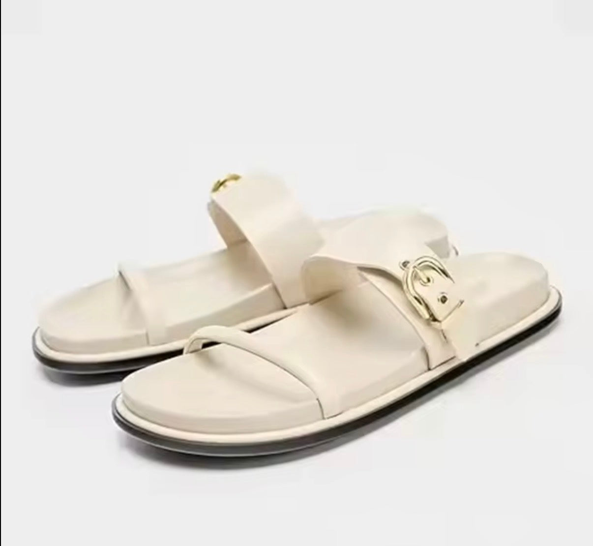 Golden Buckle Glide Slippers