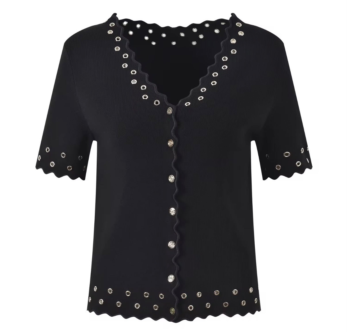 Midnight Rivet Knit Top