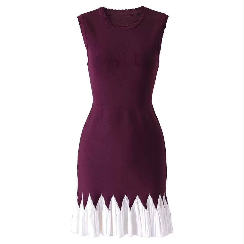 The Elara Pleated Hem Midi Dress