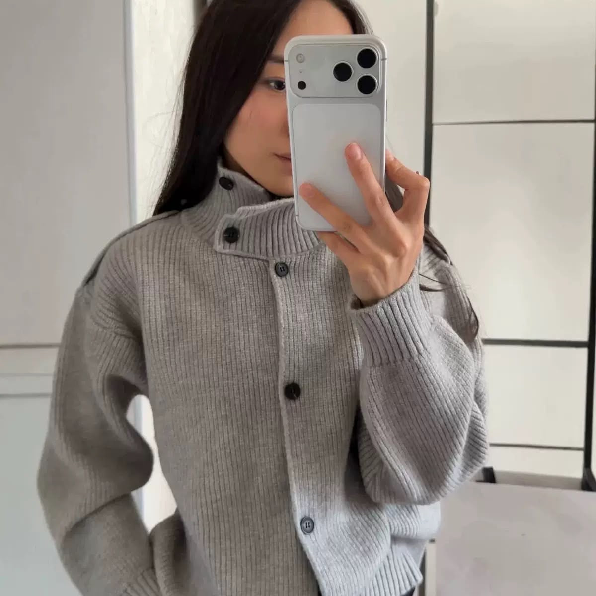 Sloane High-Neck Knit Cardigan