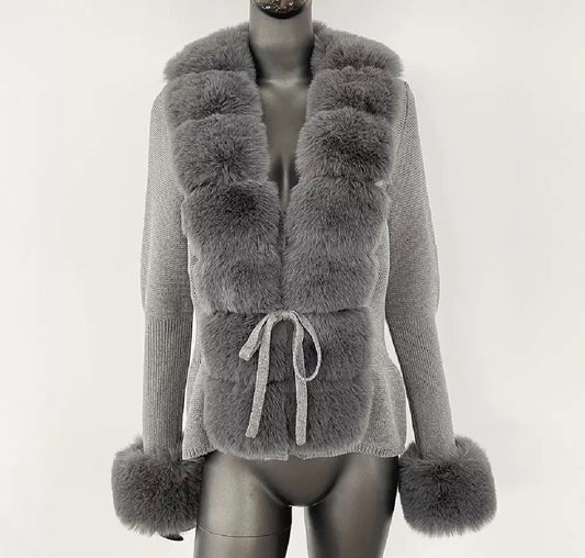 Winter Royale Knit Fur Cardigan