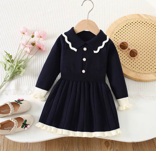 Pearl Collar Knit Dress