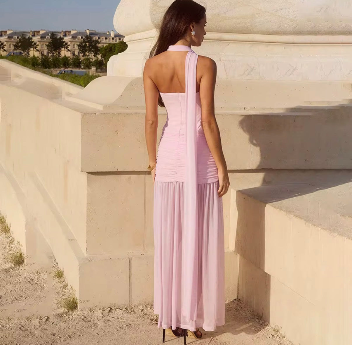Blush Drape Goddess Dress