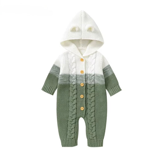 Cozy Bear Hooded Knit Romper