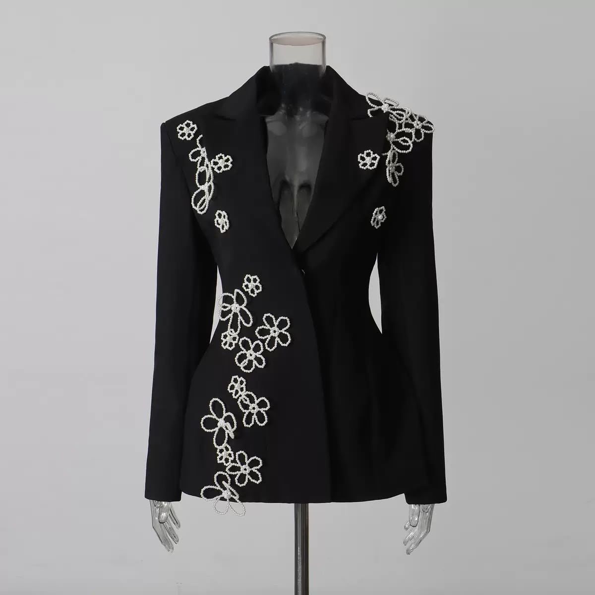 Pearl Floral Embellished Blazer