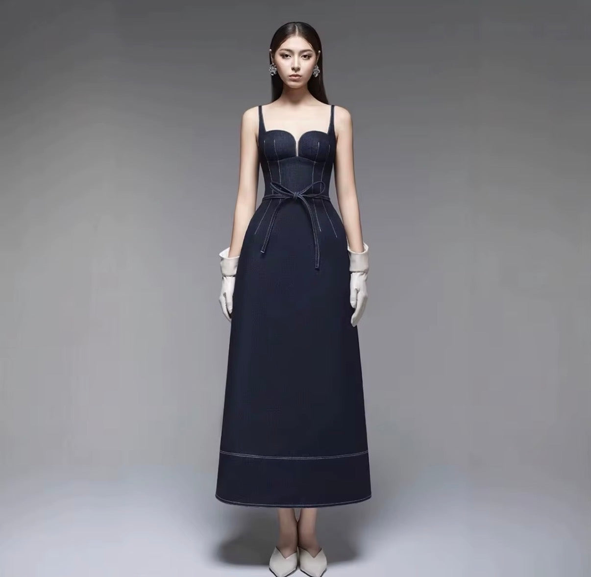Denim Corset Tie Dress