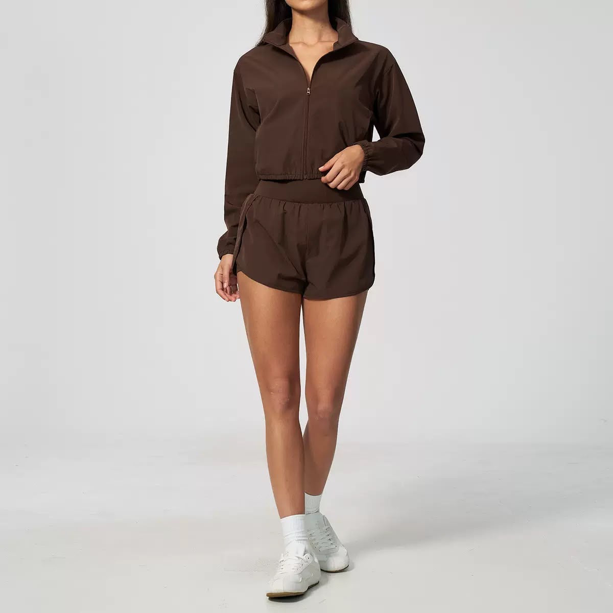 Zip-Up Active Shorts Set