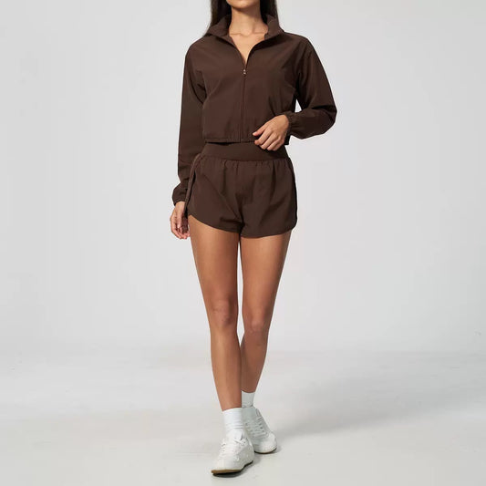 Zip-Up Active Shorts Set