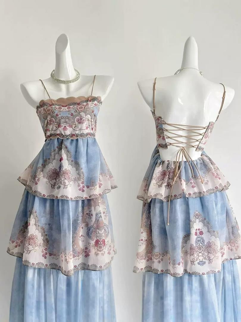 Vintage Floral Tiered Maxi Dress