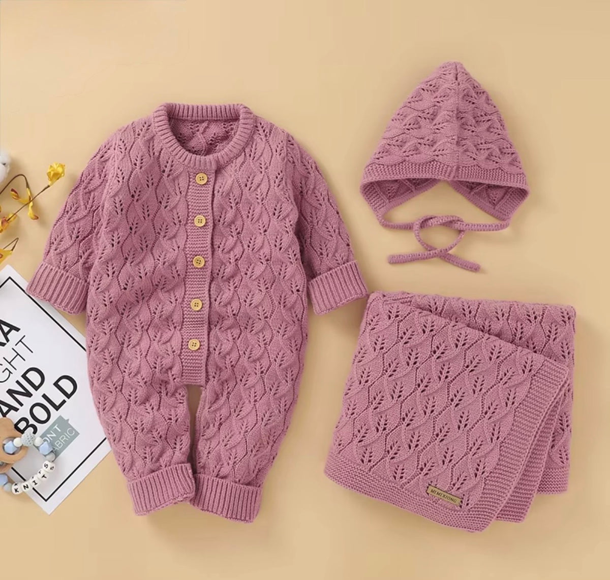 Willow Knit Baby Romper Set