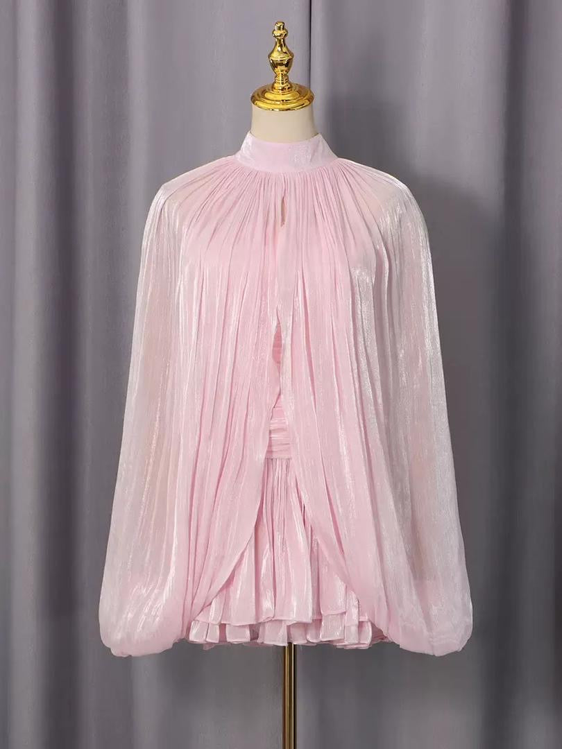 Chiffon Cape Mini Dress