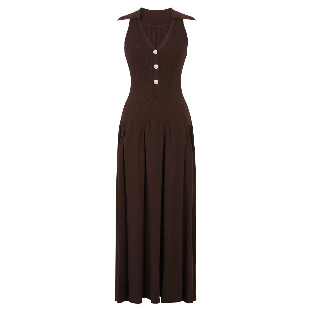 Collared Knit Maxi Dress