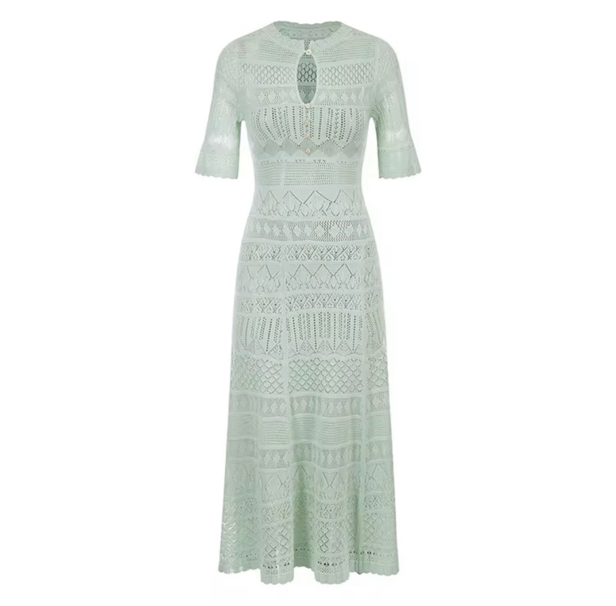 Mint Lace Knit Maxi Dress