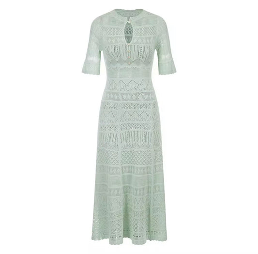 Mint Lace Knit Maxi Dress