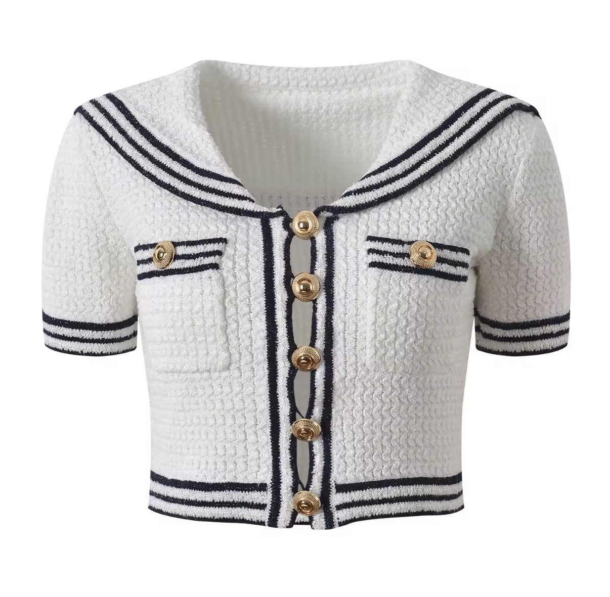 Nautical Stripe Button Top & Mini Skirt Set