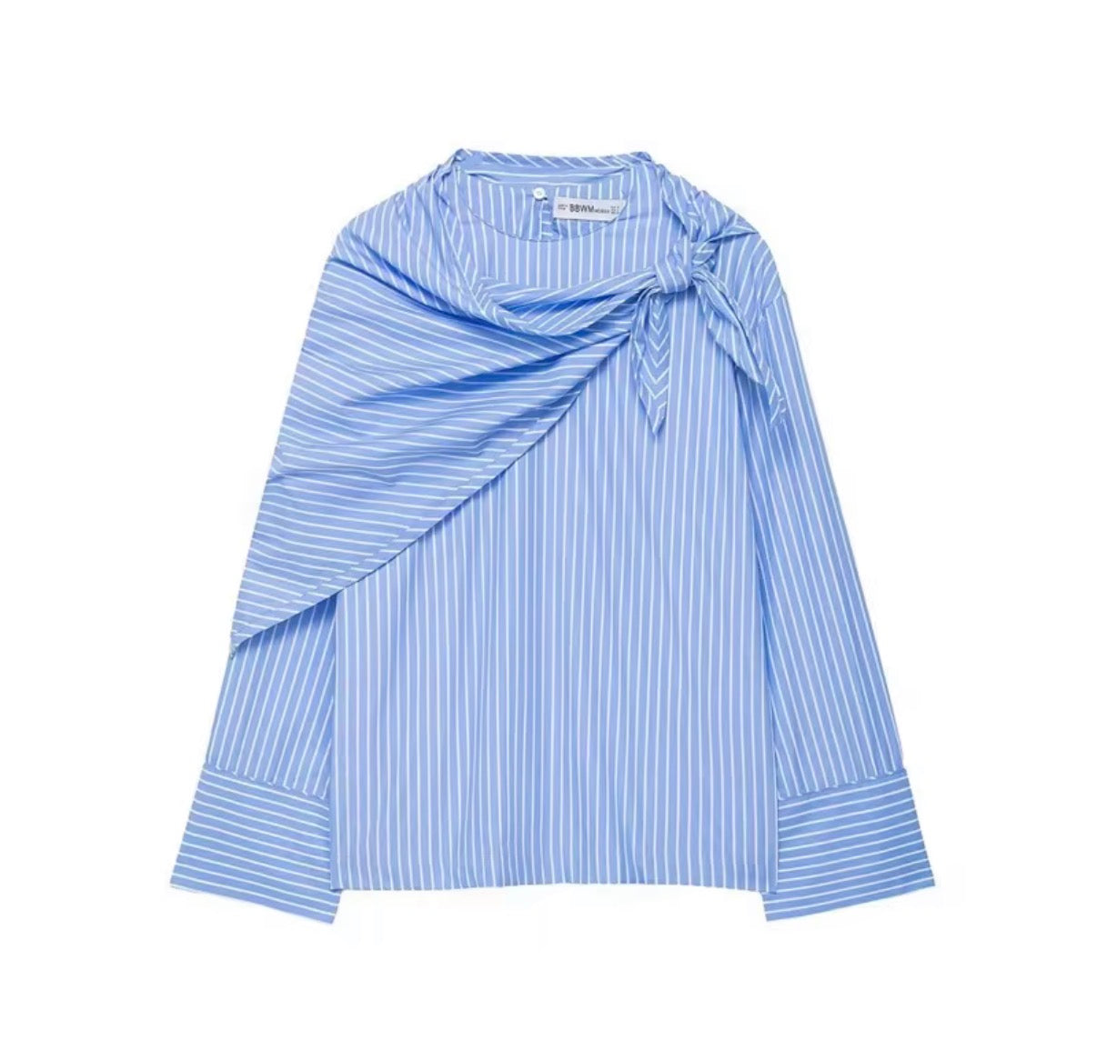 Striped Drape Bow Blouse