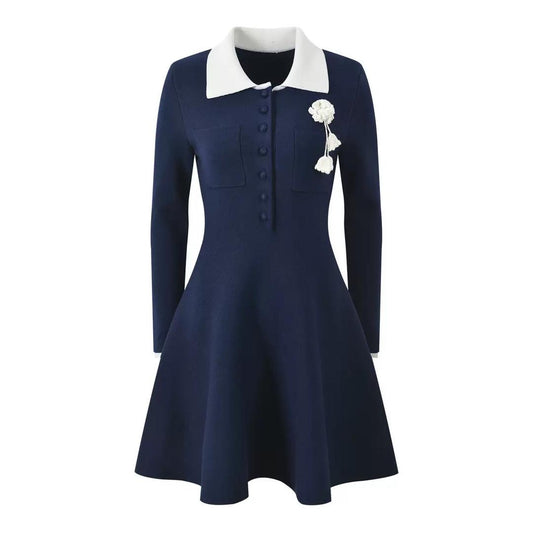 Winter Muse Contrast Knit Dress