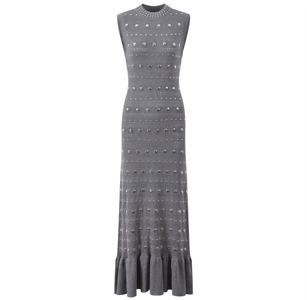 Studded Knit Mermaid Maxi Dress