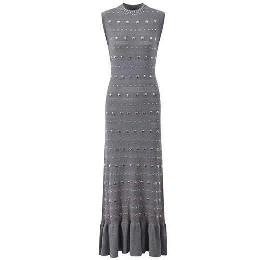 Studded Knit Mermaid Maxi Dress