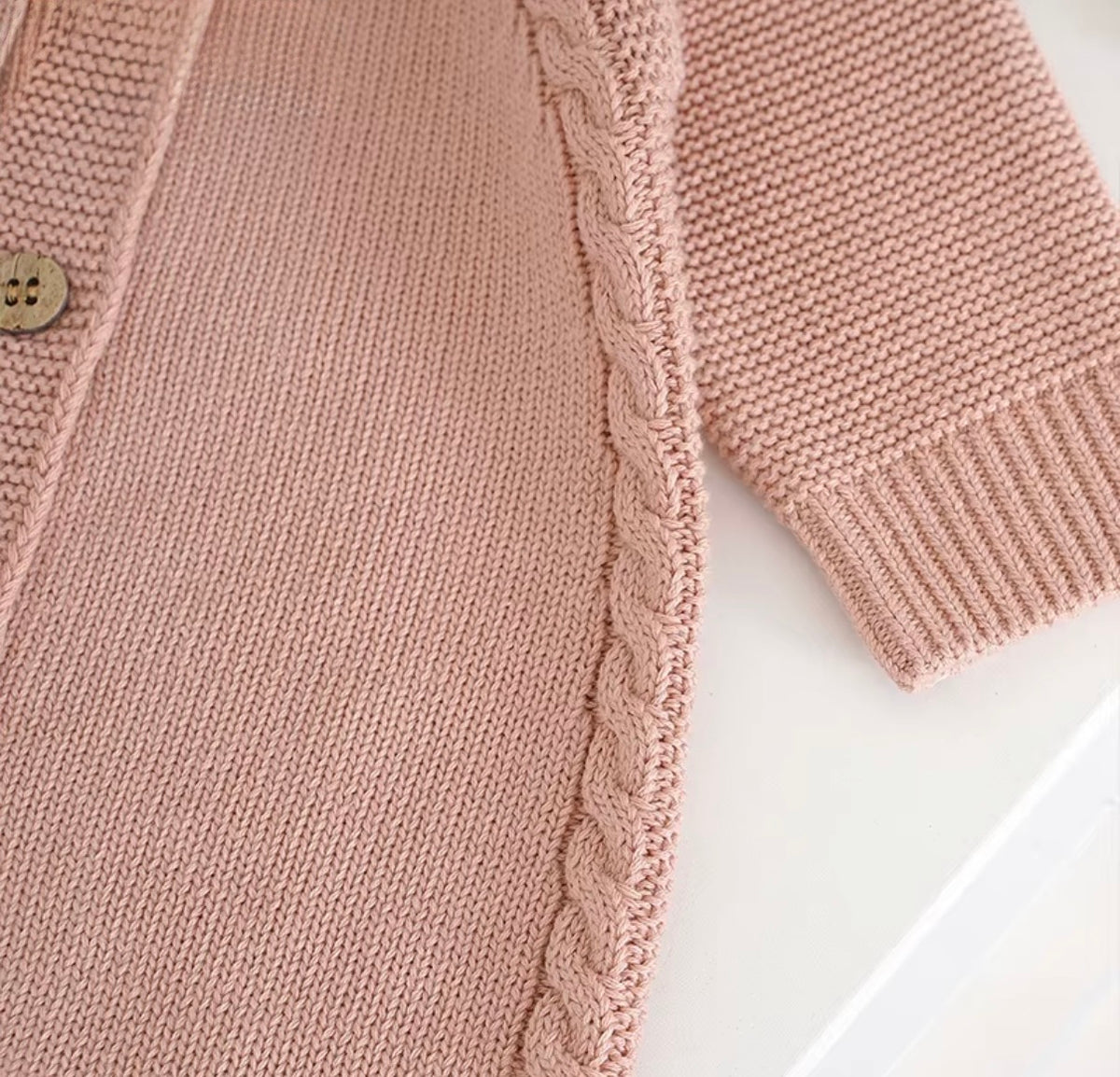 Classic Cable Knit Button-Up Baby Romper