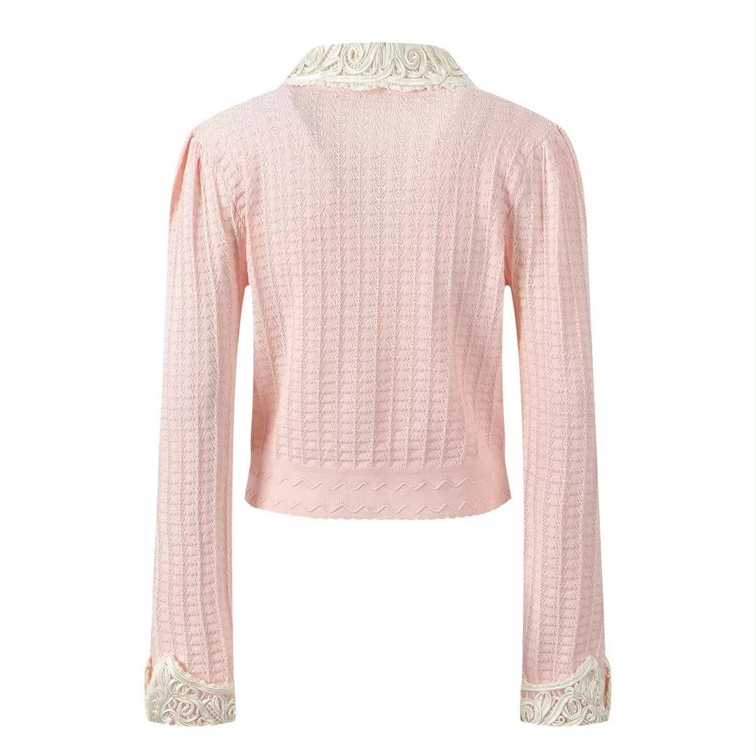 Élise Lace-Collar Knit Cardigan