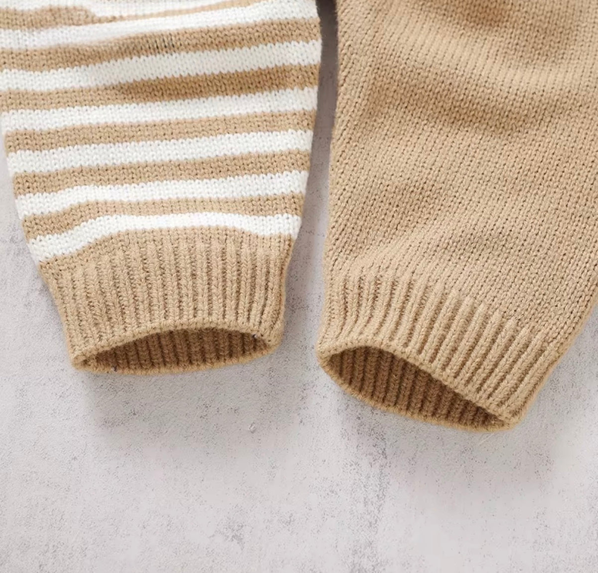 Striped Knit Overall Set