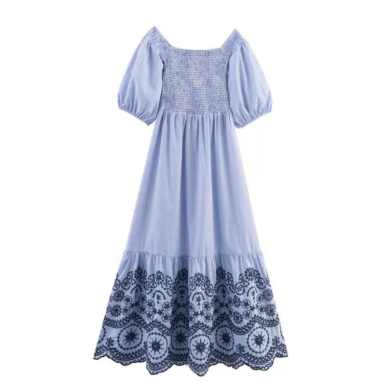 Smocked Embroidered Dress