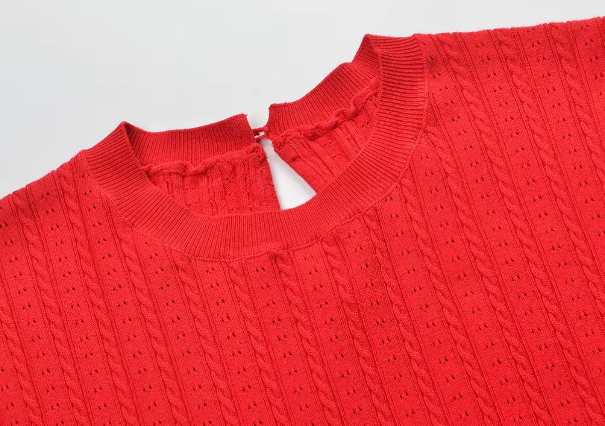 Scarlet Cable Knit Tee
