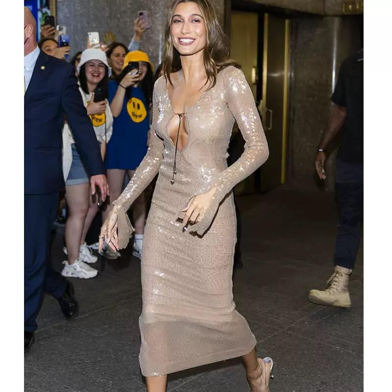 Luna Lure Long-Sleeve Sequin dress