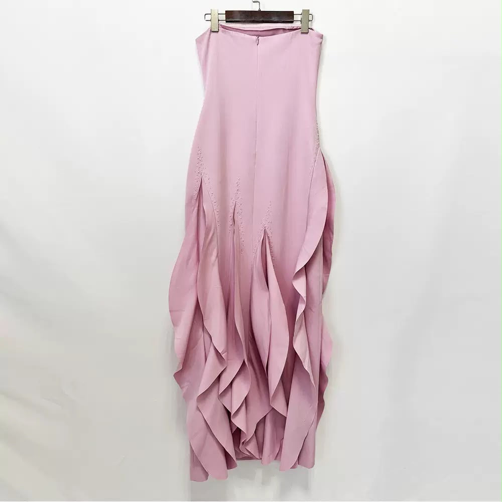 Pink Ruffled Maxi Dress