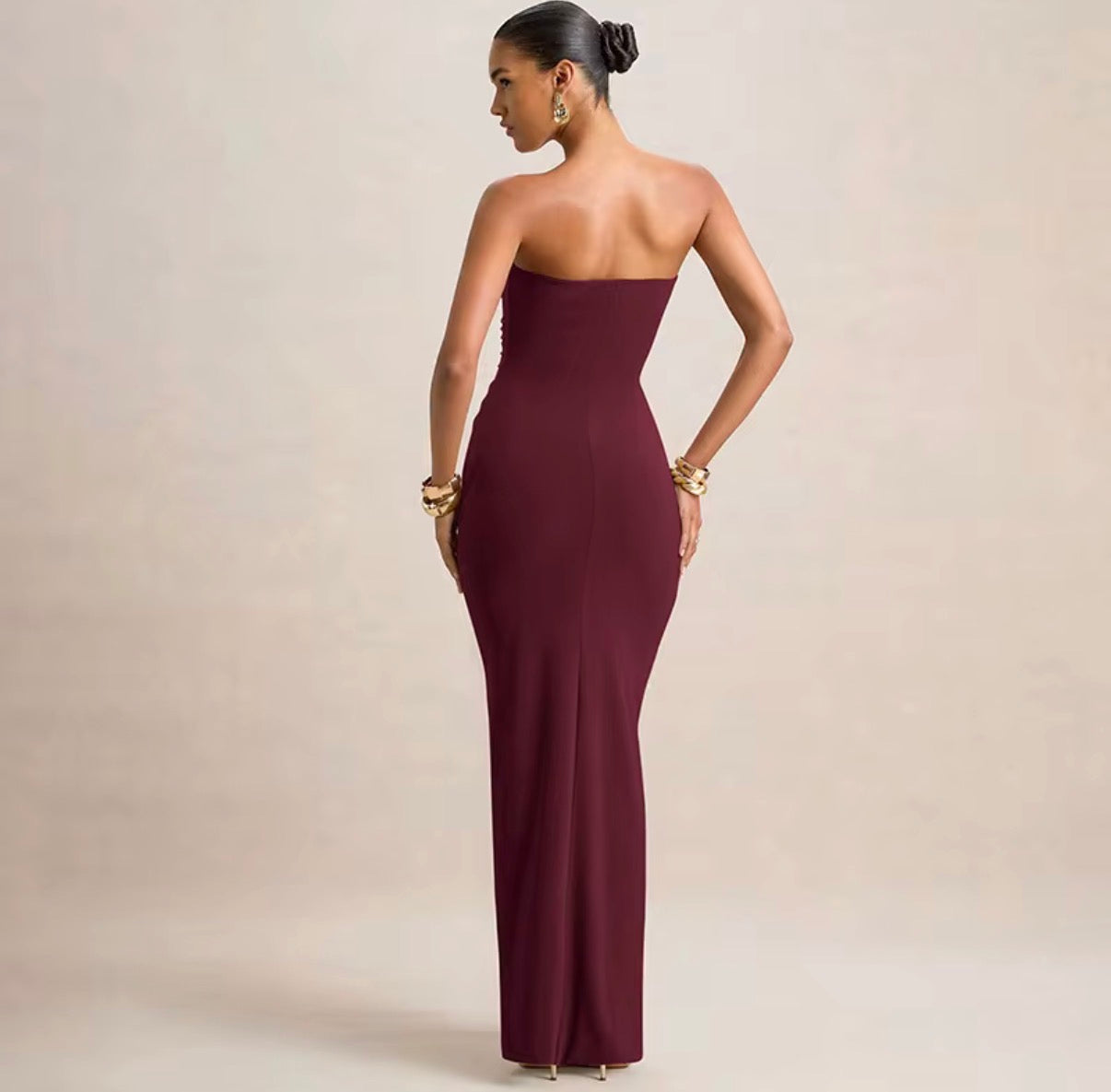 Strapless Ruched Maxi Dress