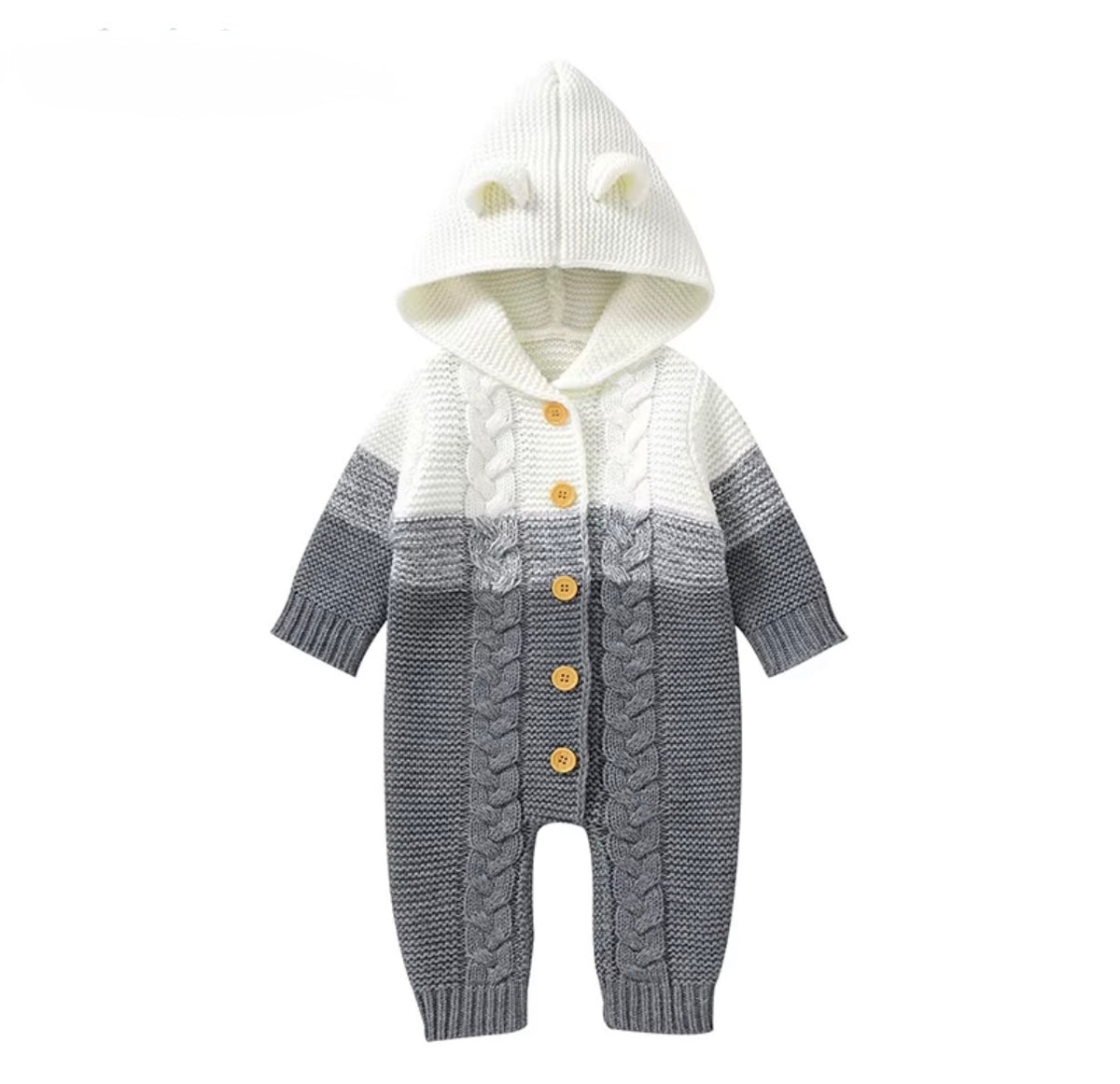 Cozy Bear Hooded Knit Romper