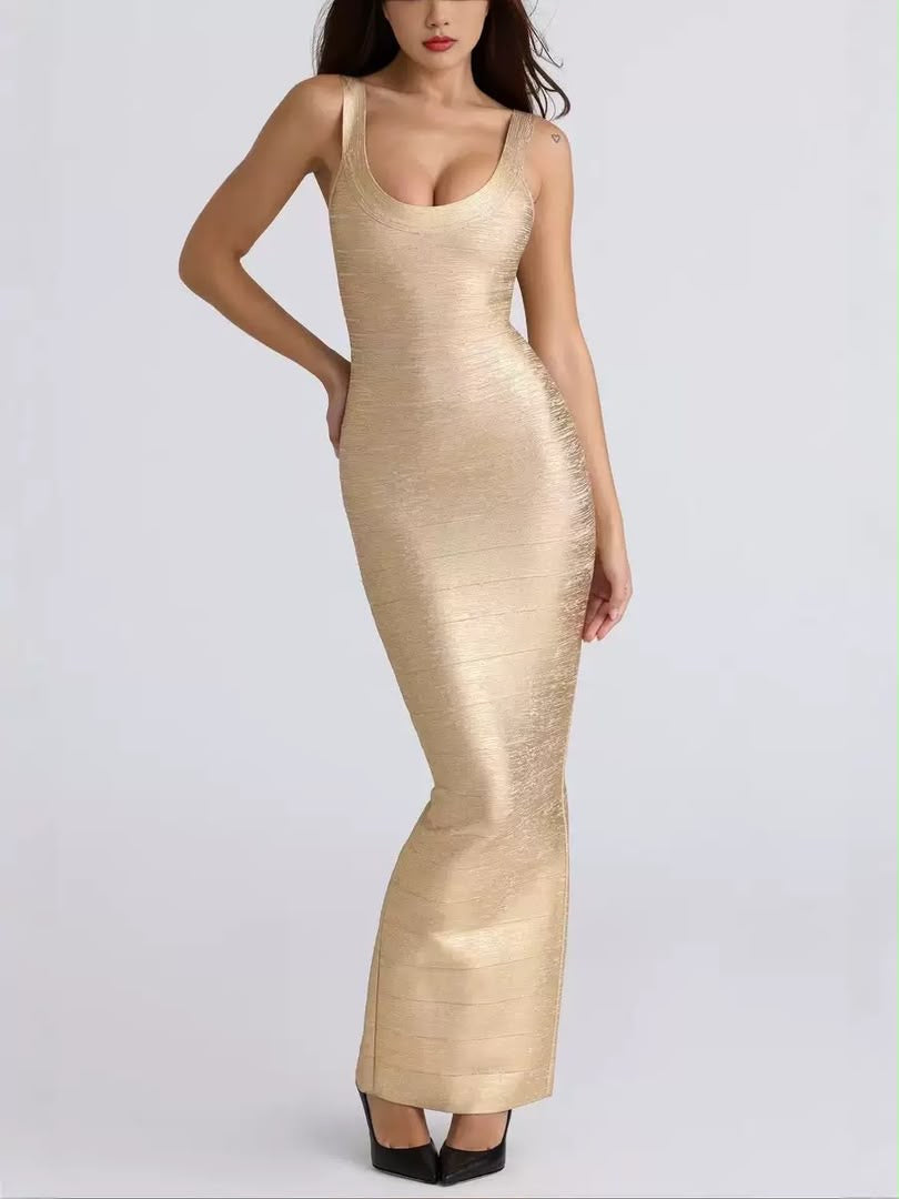 Metallic Sculpt Maxi Dress